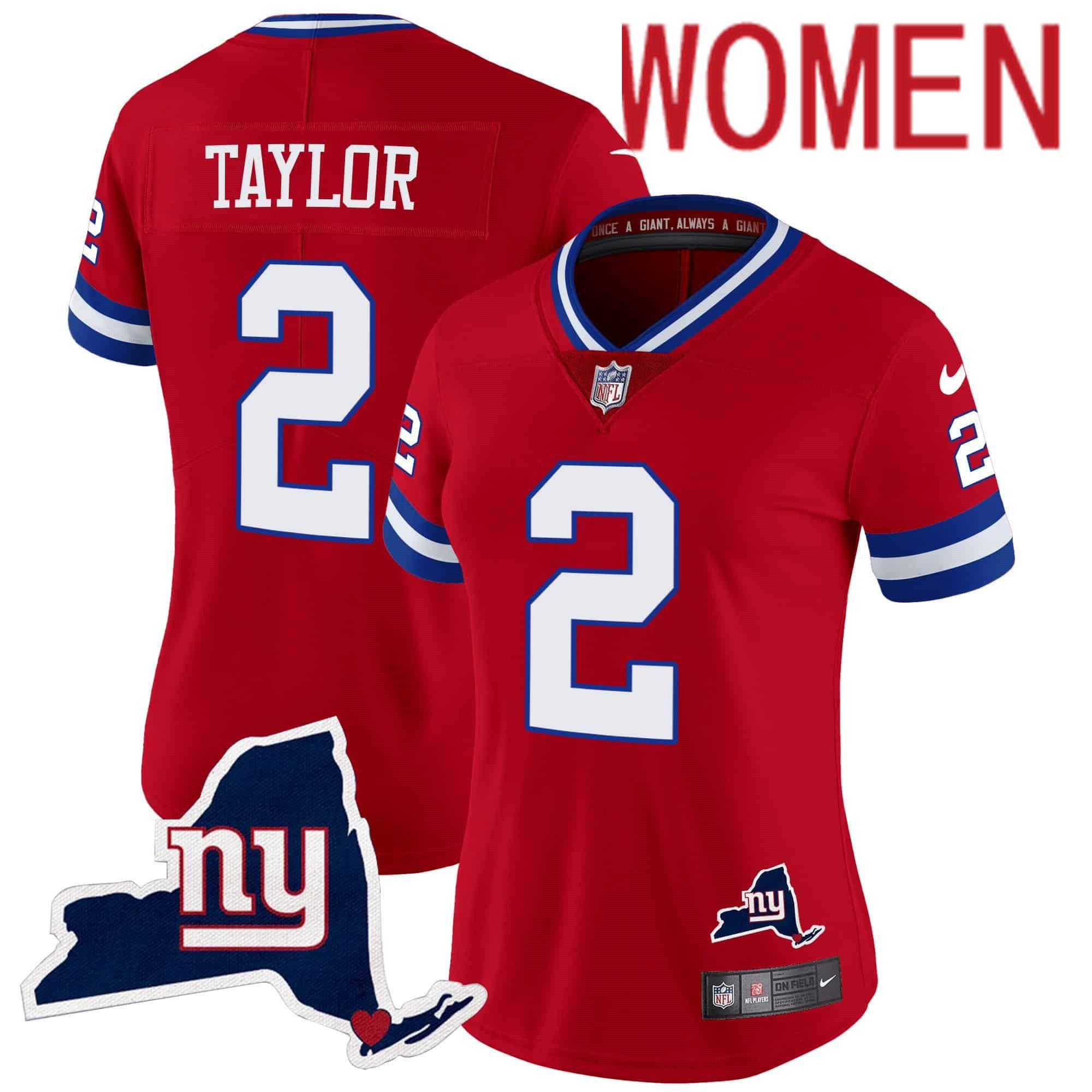 Women New York Giants #2 Taylor Red 2024 Nike Map Patch Limited NFL Jersey